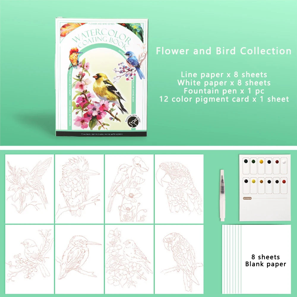 Compact Aquarelboek met Ingebouwde Verf