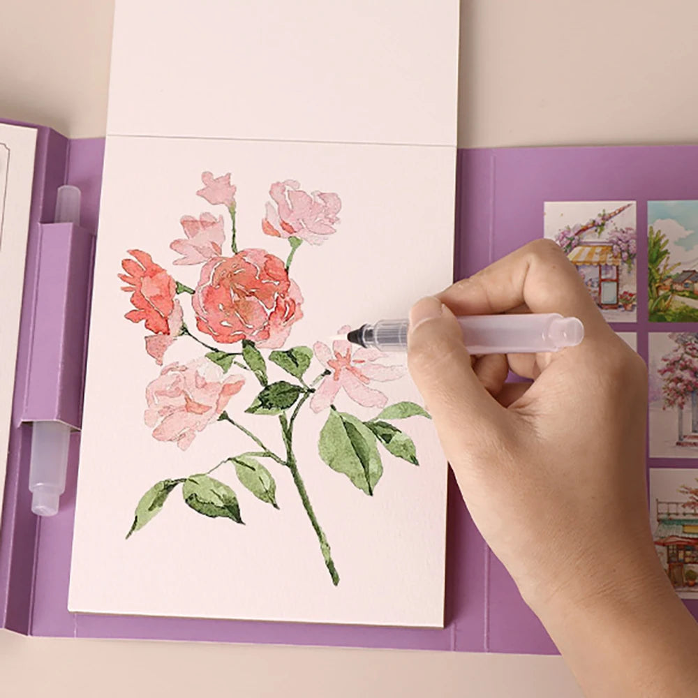 Compact Aquarelboek met Ingebouwde Verf